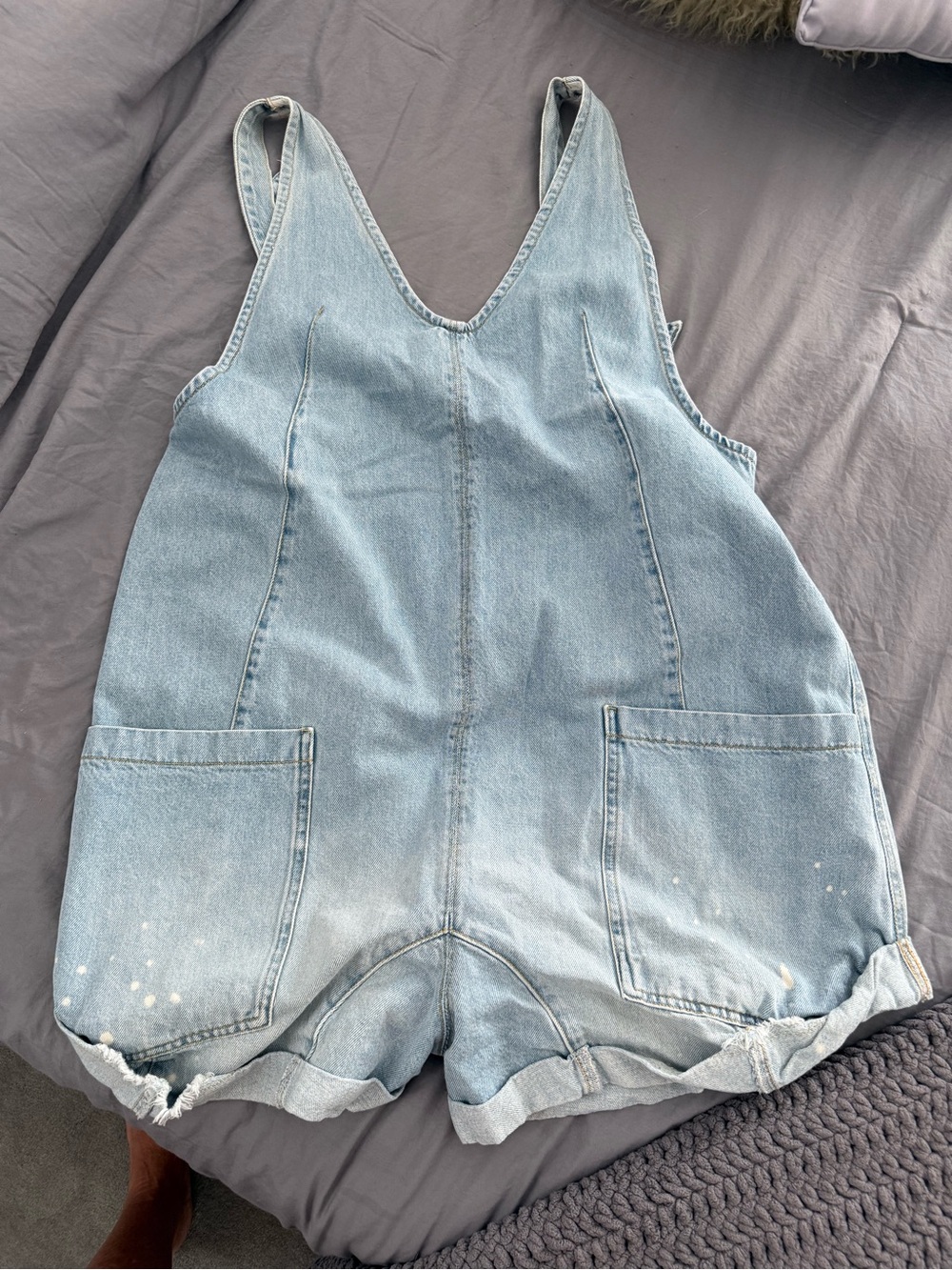 Free People Light Blue Denim One-Piece Romper
